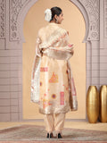 Fesive Beige Embroidered Readymade Salwar Kameez