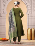 Readymade Mehndi Green Embroidered Salwar Suit