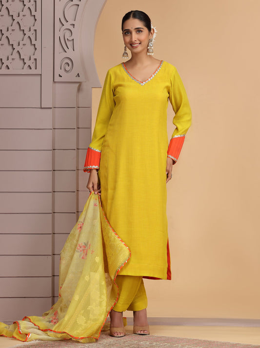 Yellow Embroidered Readymade Salwar Kameez