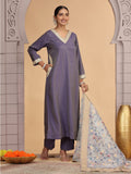 Readymade Purple Embroidered Salwar Kameez
