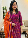 Purple Festive Wear Cotton Salwar Kameez