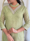 Pista Green Viscose Embroidered Salwar Suit