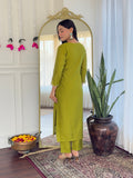 Readymade Green Viscose Embroidered Salwar Suit