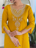 Yellow Readymade Salwar Kameez In Viscose