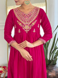 Rani Pink Embroidered Party Wear Salwar Suit