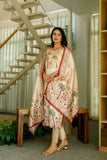 Cream Embroidered Readymade Salwar Suit