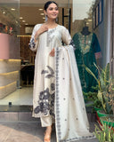 Off White Chanderi Cotton Salwar Suit