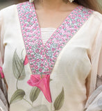 White Chinon Floral Embroidered Salwar Suit