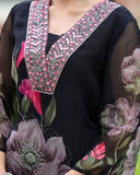 Black Floral Printed Salwar Kameez