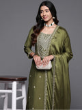 Green Chanderi Silk Readymade Salwar Suit