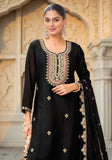 Black Art Silk Embroidered Kurta With Sharara