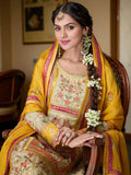 Yellow Jacquard Readymade Sharara Suit