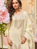 Cream Art Silk Palazzo Suit in Zari Embroidery