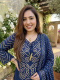 Navy Blue Bandhej Printed Salwar Kameez