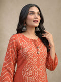 Orange Bandhej Printed Salwar Kameez