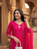 Rani Pink Embroidered Palazzo Suit Set