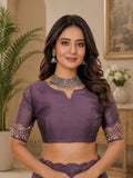 Lavender Organza Saree With Sequin Embroidery