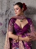 Magenta Silk Woven Banarasi Saree