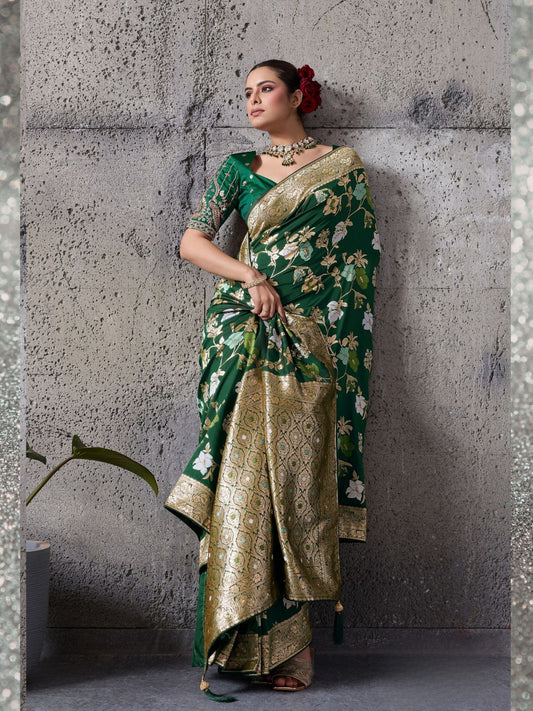 Green Silk Woven Banarasi Saree
