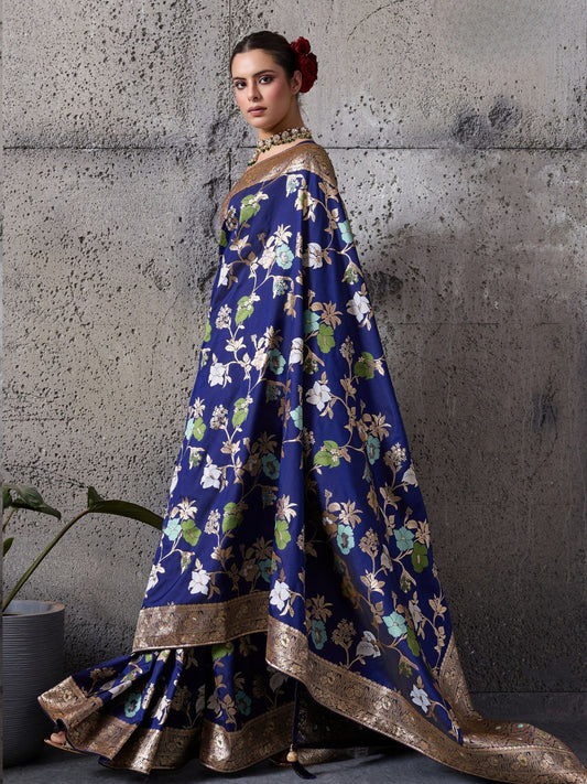 Blue Silk Woven Banarasi Saree