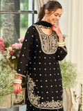 Black Embroidered Palazzo Suit Set with Dupatta for Women