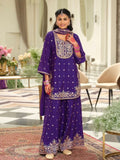 Festive Purple Embroidered Palazzo Suit Set