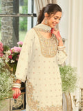 Off White Embroidered Palazzo Suit Set in Chinon
