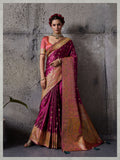 Magenta Silk Wedding Wear Saree