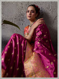 Magenta Silk Wedding Wear Saree