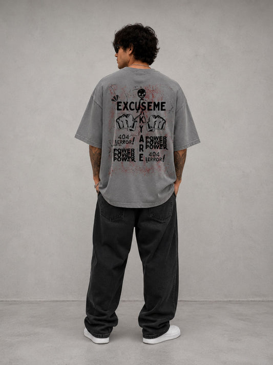 Oversized Grey Graphic Streetwear Cotton T-Shirt