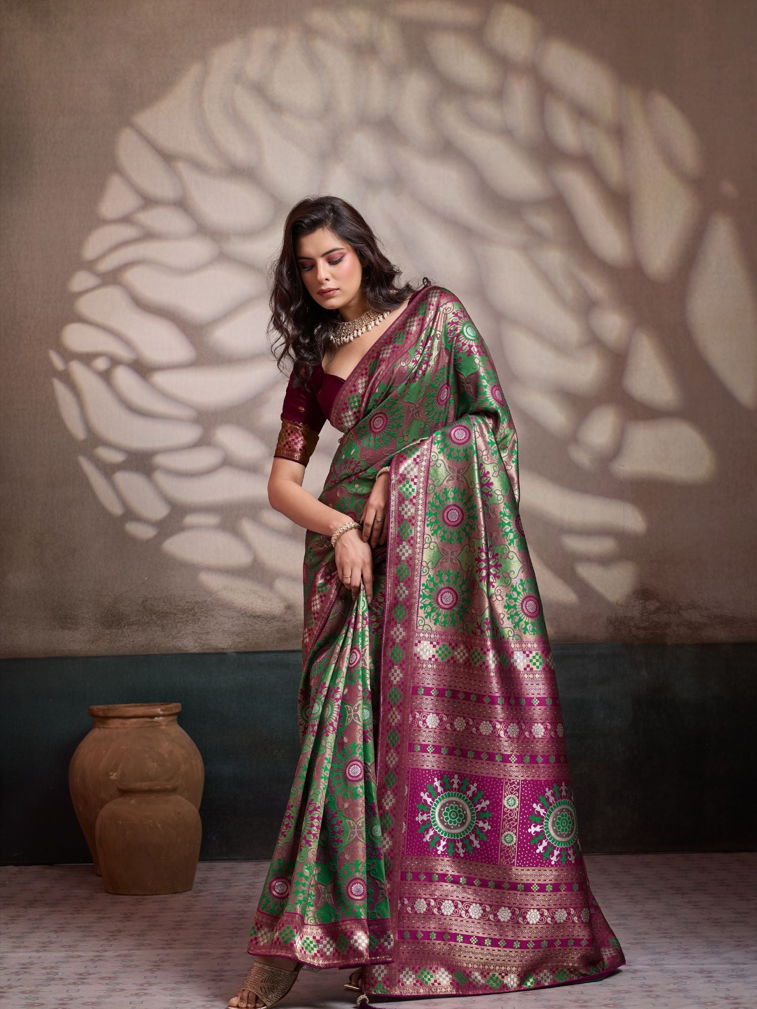 Green Zari Meenakari Woven Art Silk Saree