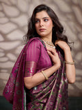 Magenta & Green Meenakari Woven Art Silk Saree