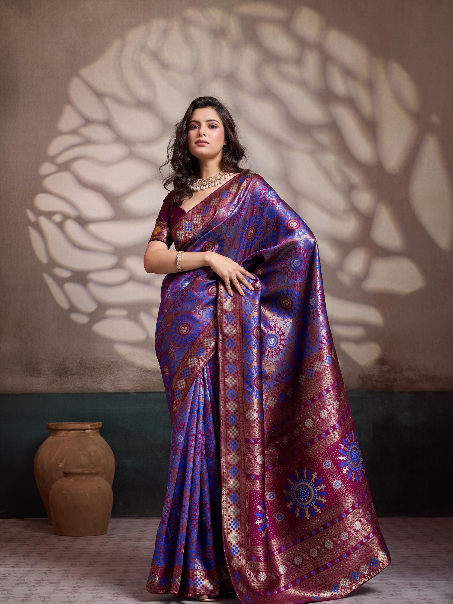 Blue Zari Meenakari Woven Art Silk Saree