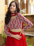 Red Georgette Embroidered Lehenga Choli