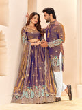 Purple Sequin Embroidered Lehenga Choli In Art Silk