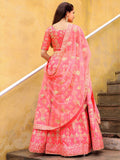 Peach Silk Sequin Embroidered Lehenga Choli