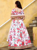 White Art Silk Embroidered Festive Lehenga Choli