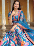 Blue Thread Embroidered Art Silk Lehenga Choli