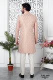 Pink Indo Western Sherwani In Jacquard