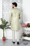 Pista Green Indo Western Sherwani In Silk