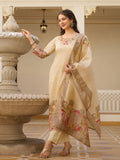 Beige Embroidered Party Wear Salwar Suit