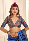 Royal Blue Zari Woven Tussar Silk Saree