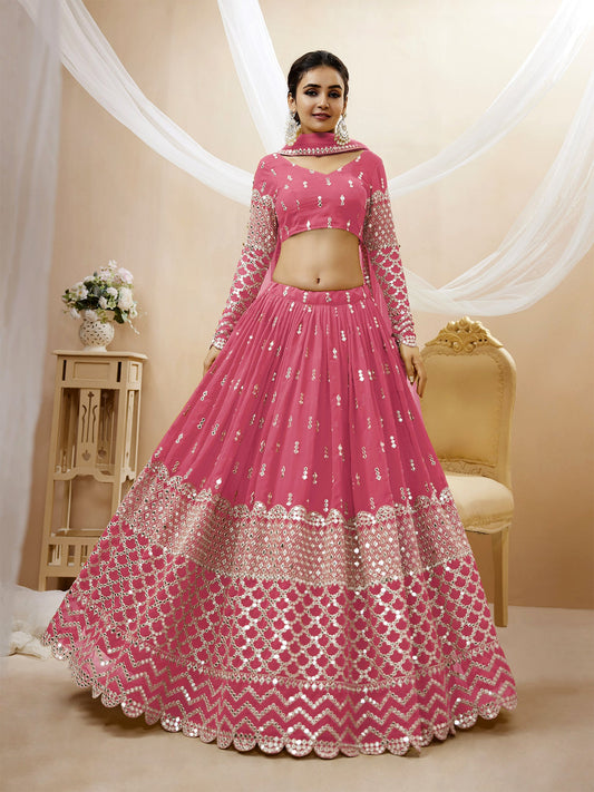 Pink Sequin Embroidered Lehenga Choli