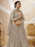 Grey Zari Embroidered Lehenga Choli