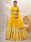 Yellow Zari Sequin Embroidered Lehenga Choli