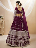 Festive Wine Sequin Embroidered Lehenga Choli