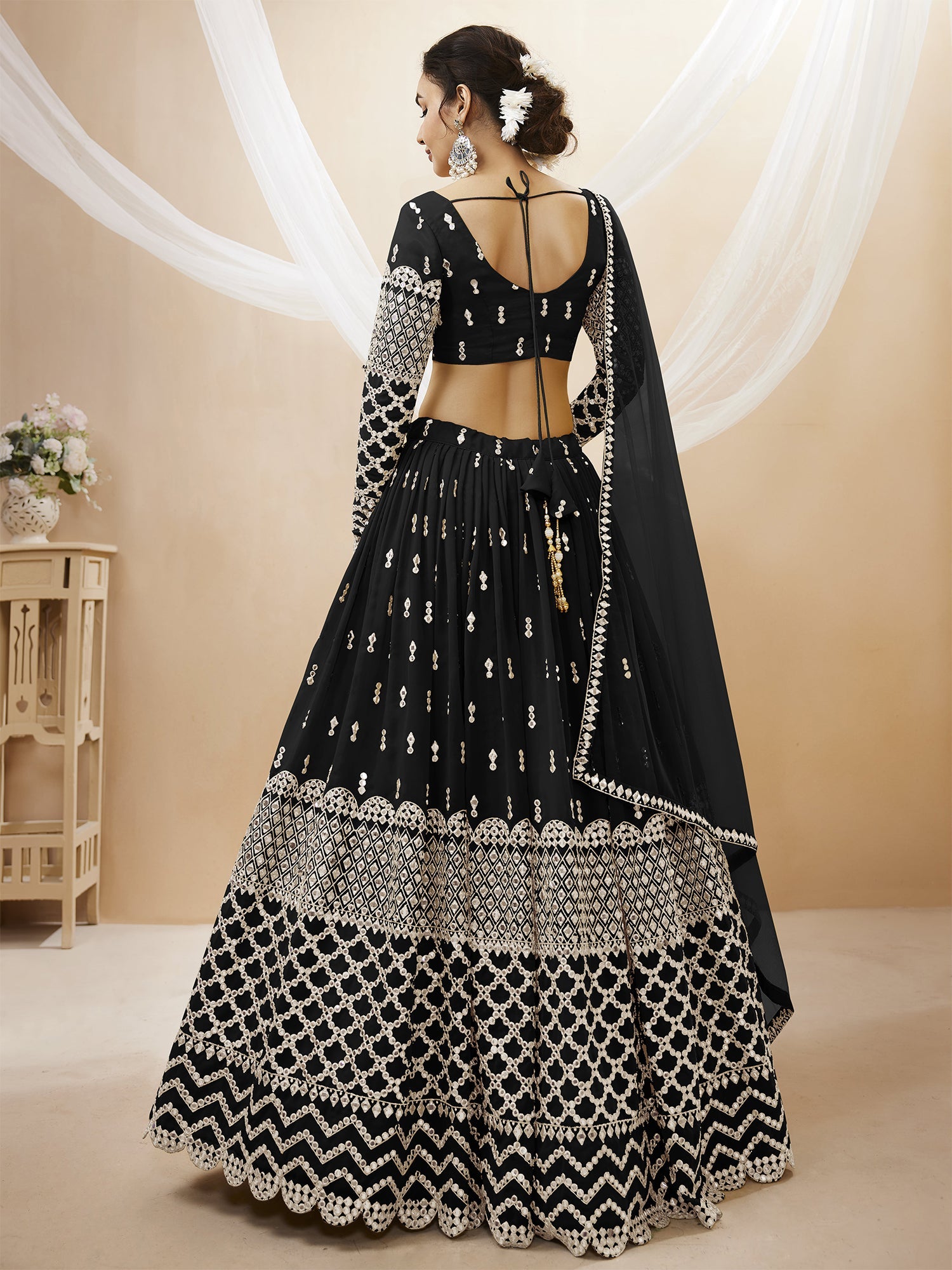 Traditional Black Sequin Embroidered Lehenga Choli