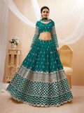 Teal Blue Sequin Embroidered Lehenga With Choli