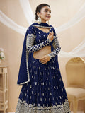 Navy Blue Zari Embroidered Lehenga Choli