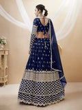 Navy Blue Zari Embroidered Lehenga Choli